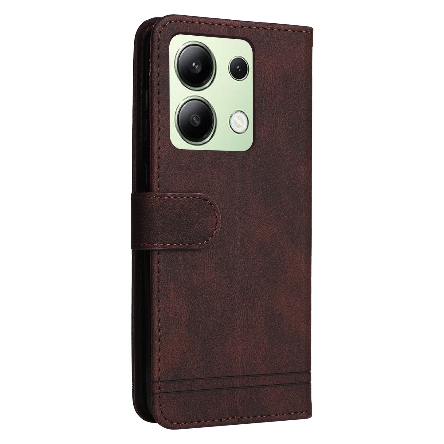 For Xiaomi Redmi Note 13 4G Skin-Feel Leather Case Wallet Stand Phone Cover - Brown