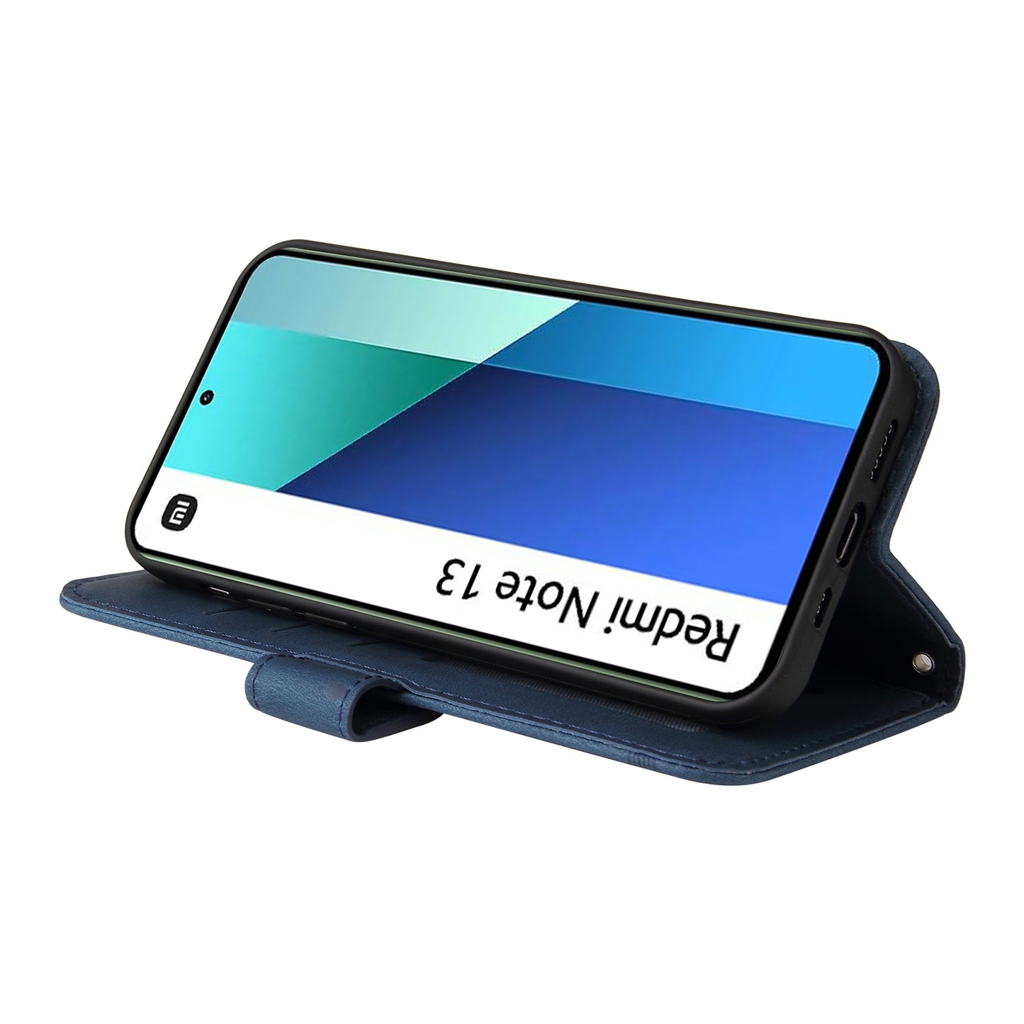 For Xiaomi Redmi Note 13 4G Skin-Feel Leather Case Wallet Stand Phone Cover - Blue