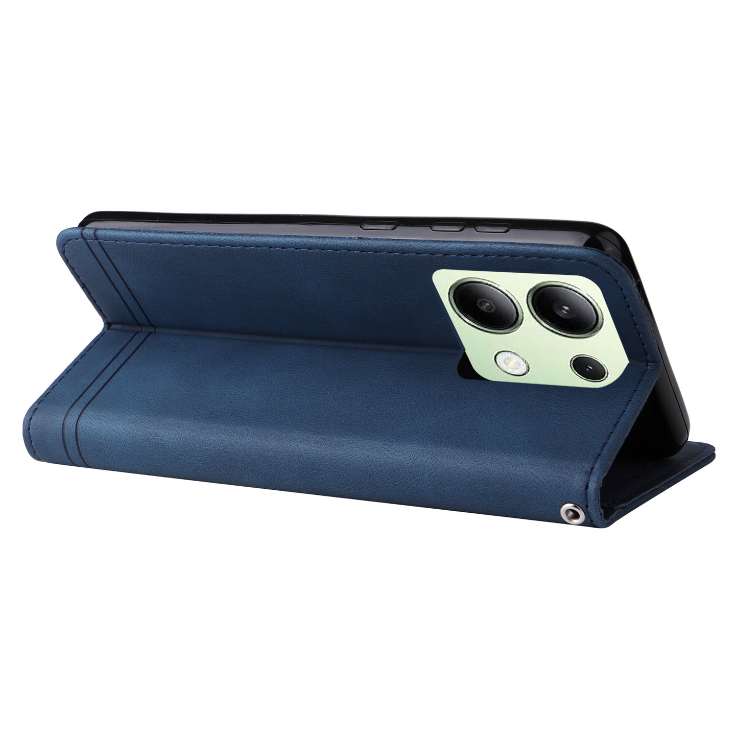For Xiaomi Redmi Note 13 4G Skin-Feel Leather Case Wallet Stand Phone Cover - Blue