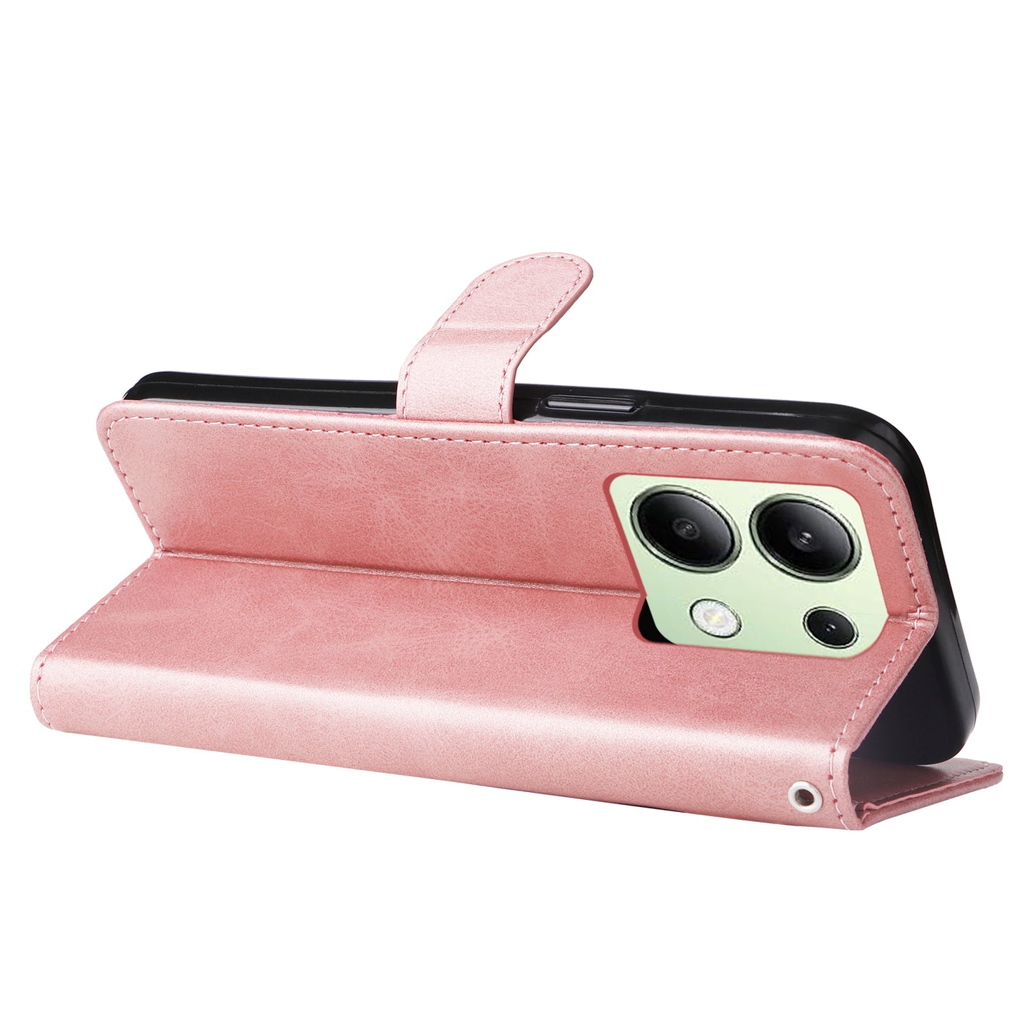 For Xiaomi Redmi Note 13 4G Wallet Case Zipper Pocket PU Leather Phone Cover - Pink