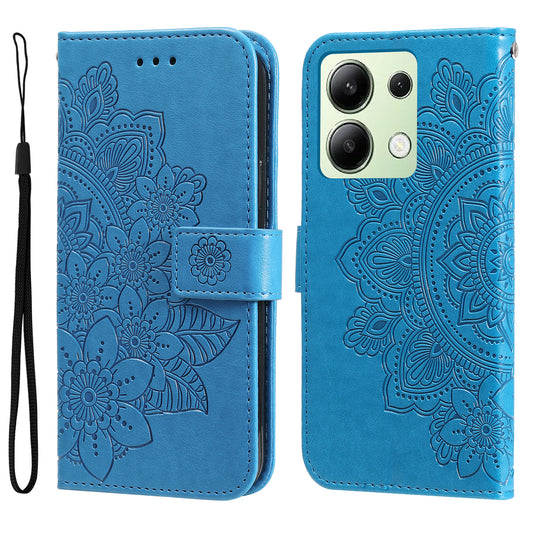 For Xiaomi Redmi Note 13 4G Cover Imprinted PU Leather Flip Stand Phone Case - Blue