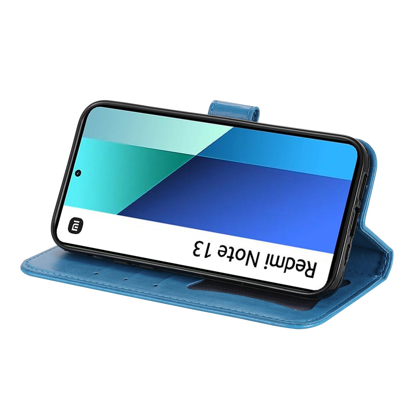 For Xiaomi Redmi Note 13 4G Cover Imprinted PU Leather Flip Stand Phone Case - Blue