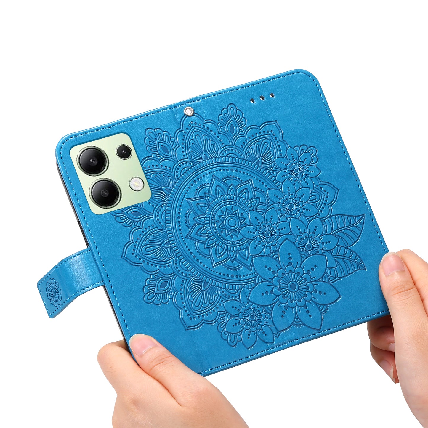 For Xiaomi Redmi Note 13 4G Cover Imprinted PU Leather Flip Stand Phone Case - Blue