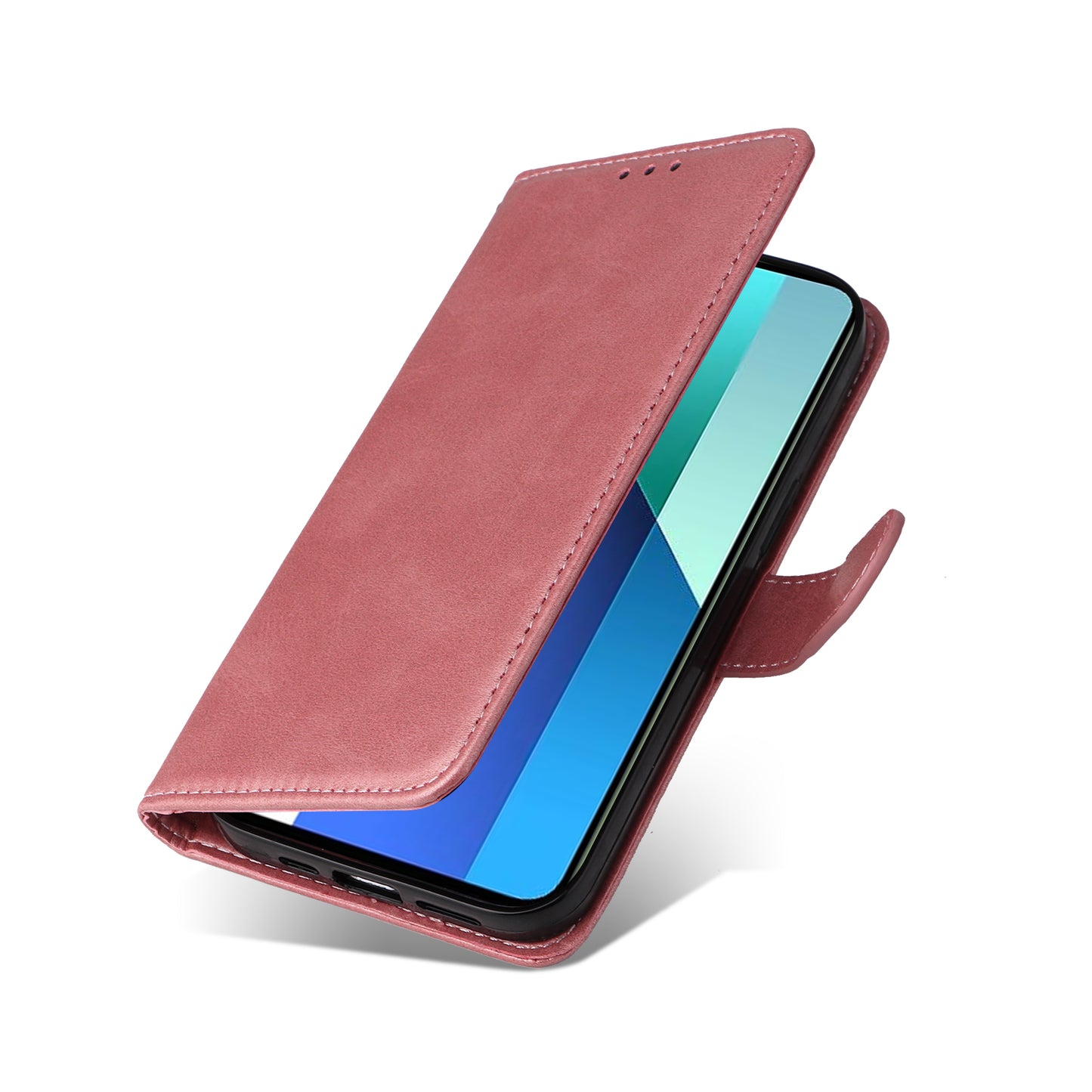 For Xiaomi Redmi Note 13 4G Case PU Leather Cover with Wallet Card Slots - Pink