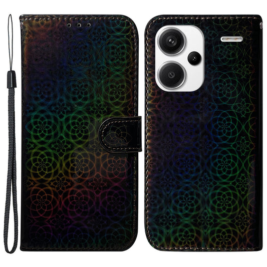 For Xiaomi Redmi Note 13 Pro+ 5G Leather Case Dazzling Flower Phone Cover - Black