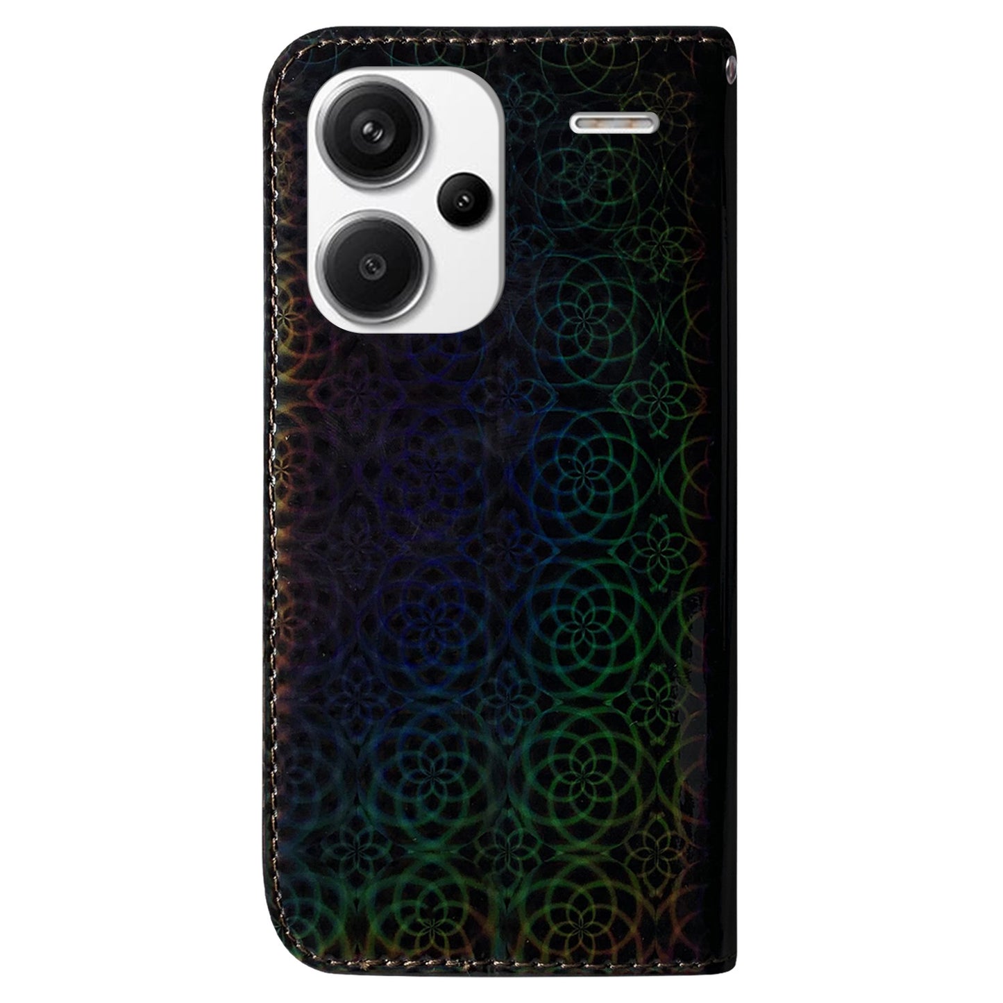 For Xiaomi Redmi Note 13 Pro+ 5G Leather Case Dazzling Flower Phone Cover - Black