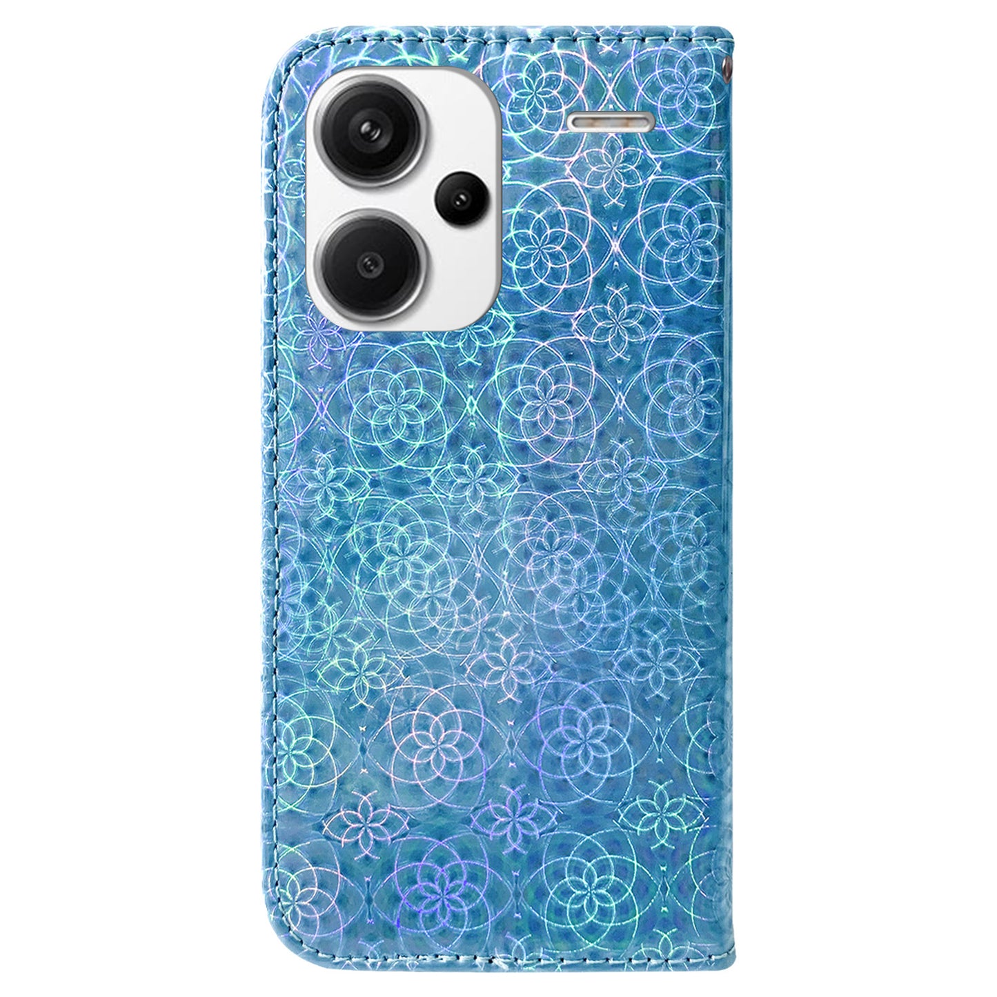 For Xiaomi Redmi Note 13 Pro+ 5G Leather Case Dazzling Flower Phone Cover - Blue