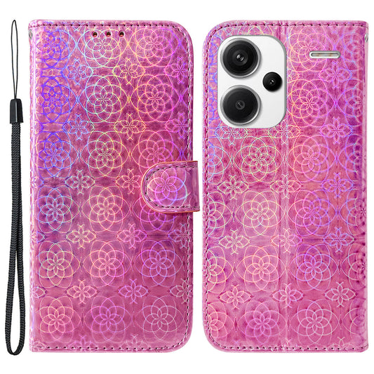 For Xiaomi Redmi Note 13 Pro+ 5G Leather Case Dazzling Flower Phone Cover - Pink