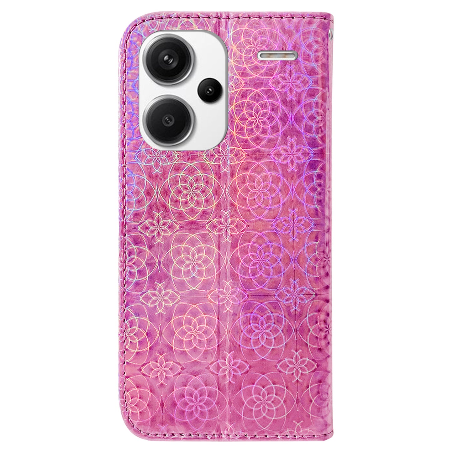 For Xiaomi Redmi Note 13 Pro+ 5G Leather Case Dazzling Flower Phone Cover - Pink