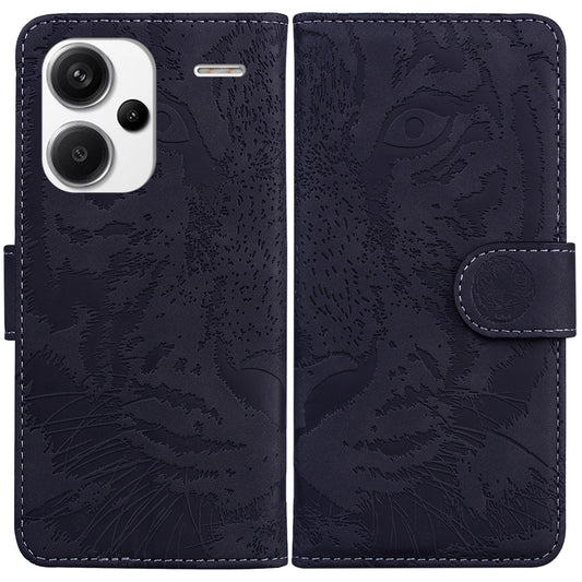 For Xiaomi Redmi Note 13 Pro+ 5G Wallet Case Tiger Pattern Leather Stand Feature Flip Phone Cover - Black