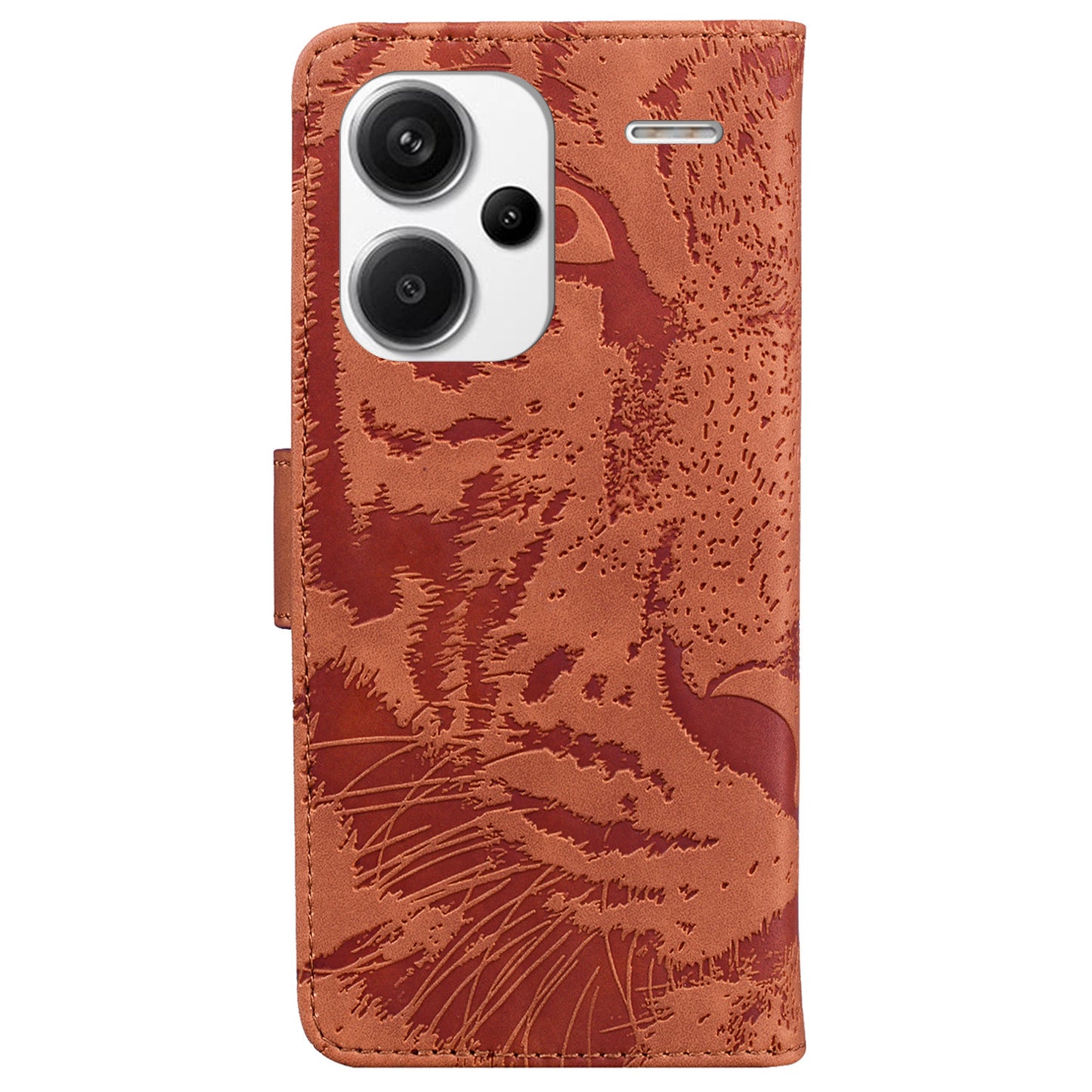 For Xiaomi Redmi Note 13 Pro+ 5G Wallet Case Tiger Pattern Leather Stand Feature Flip Phone Cover - Brown