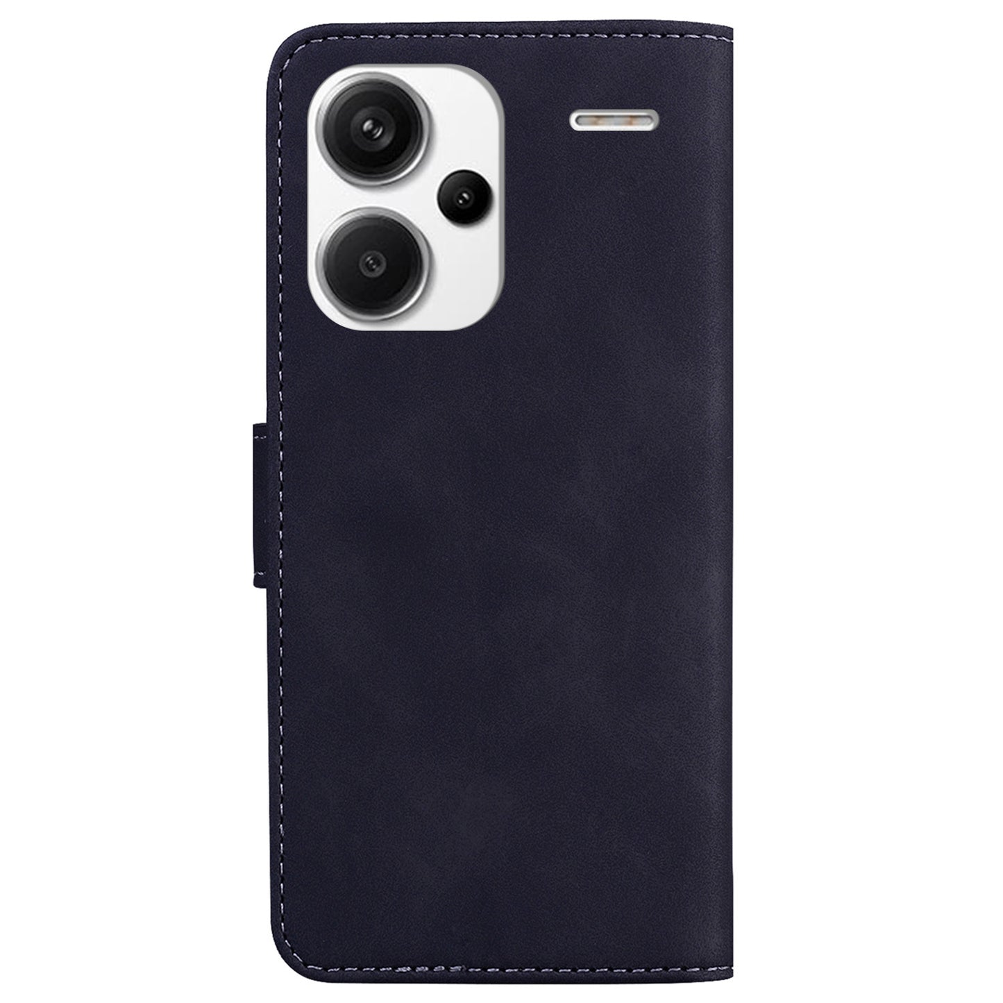 For Xiaomi Redmi Note 13 Pro+ 5G Case Solid Color Leather Phone Cover Stand Card Holder - Black