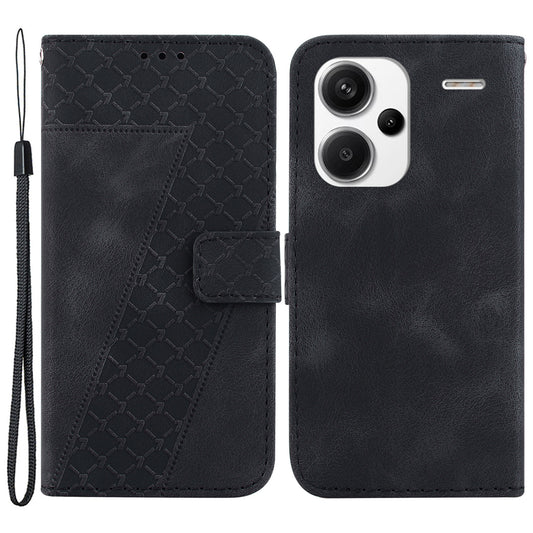 For Xiaomi Redmi Note 13 Pro+ 5G Flip Phone Case Leather Wallet Cover 7-Shape Pattern - Black