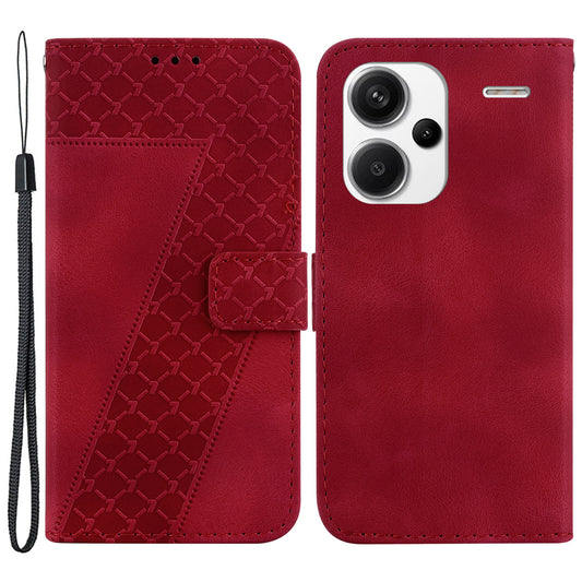 For Xiaomi Redmi Note 13 Pro+ 5G Flip Phone Case Leather Wallet Cover 7-Shape Pattern - Red