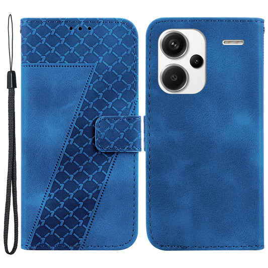 For Xiaomi Redmi Note 13 Pro+ 5G Flip Phone Case Leather Wallet Cover 7-Shape Pattern - Dark Blue