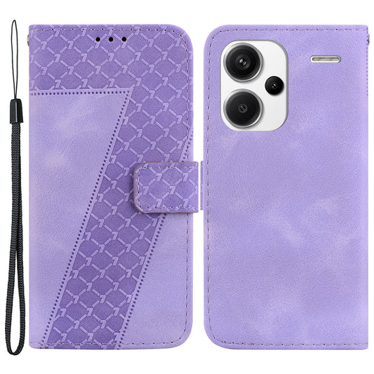 For Xiaomi Redmi Note 13 Pro+ 5G Flip Phone Case Leather Wallet Cover 7-Shape Pattern - Purple