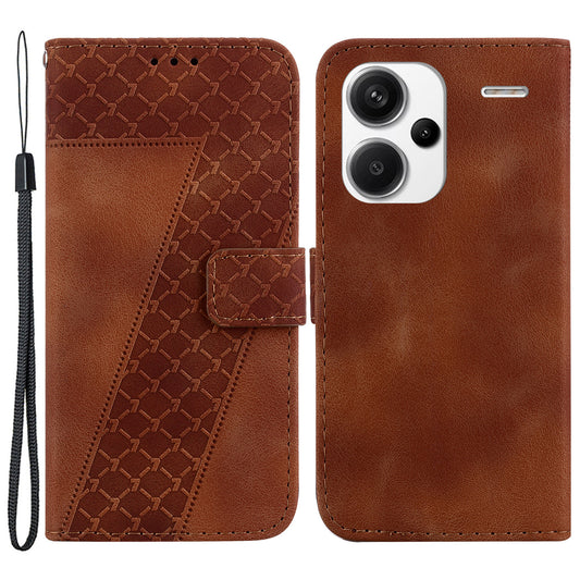 For Xiaomi Redmi Note 13 Pro+ 5G Flip Phone Case Leather Wallet Cover 7-Shape Pattern - Brown