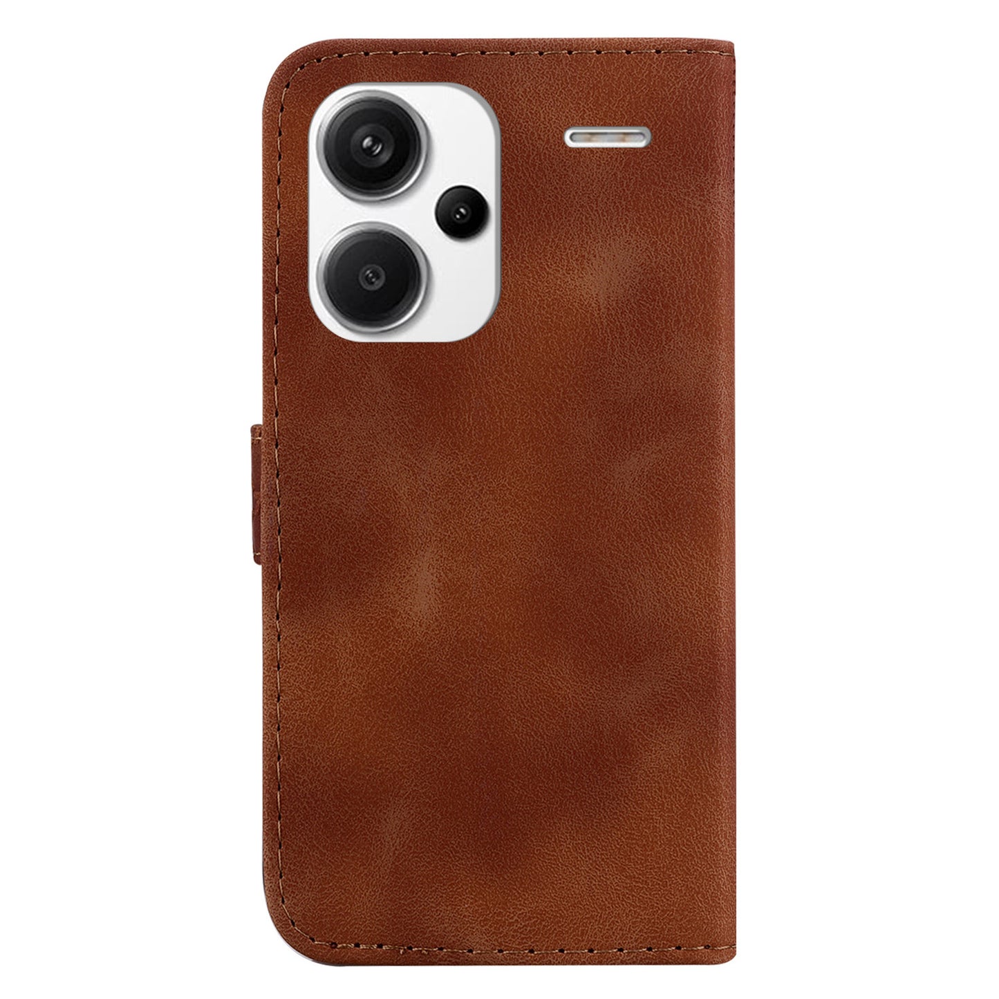 For Xiaomi Redmi Note 13 Pro+ 5G Flip Phone Case Leather Wallet Cover 7-Shape Pattern - Brown