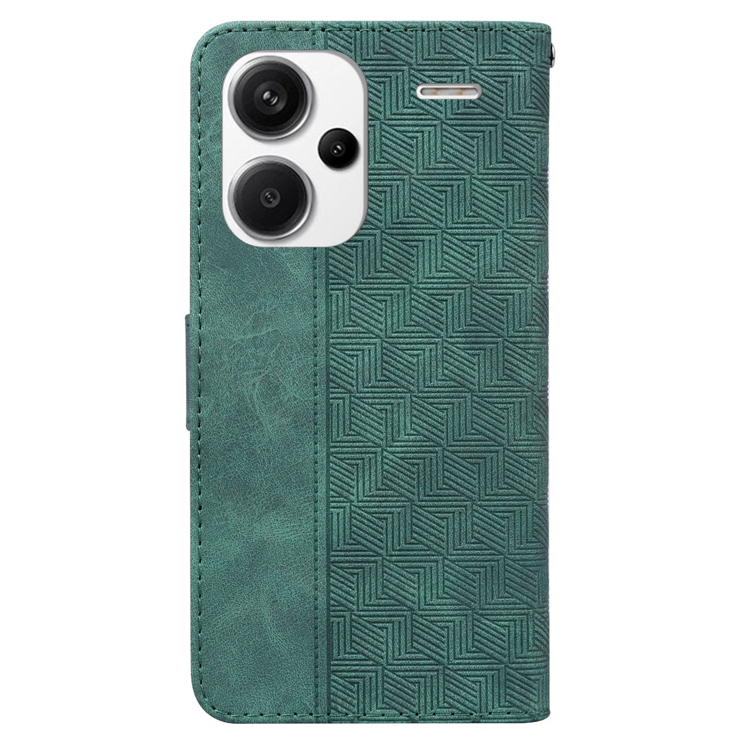 For Xiaomi Redmi Note 13 Pro+ 5G Wallet Case Geometry Pattern PU Leather Phone Cover - Green