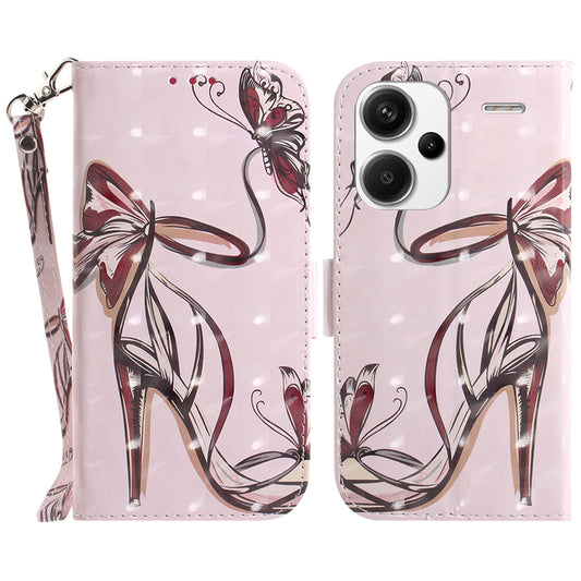 For Xiaomi Redmi Note 13 Pro+ 5G Case 3D Pattern Leather Wallet Phone Cover Handbag - Butterfly High Heels