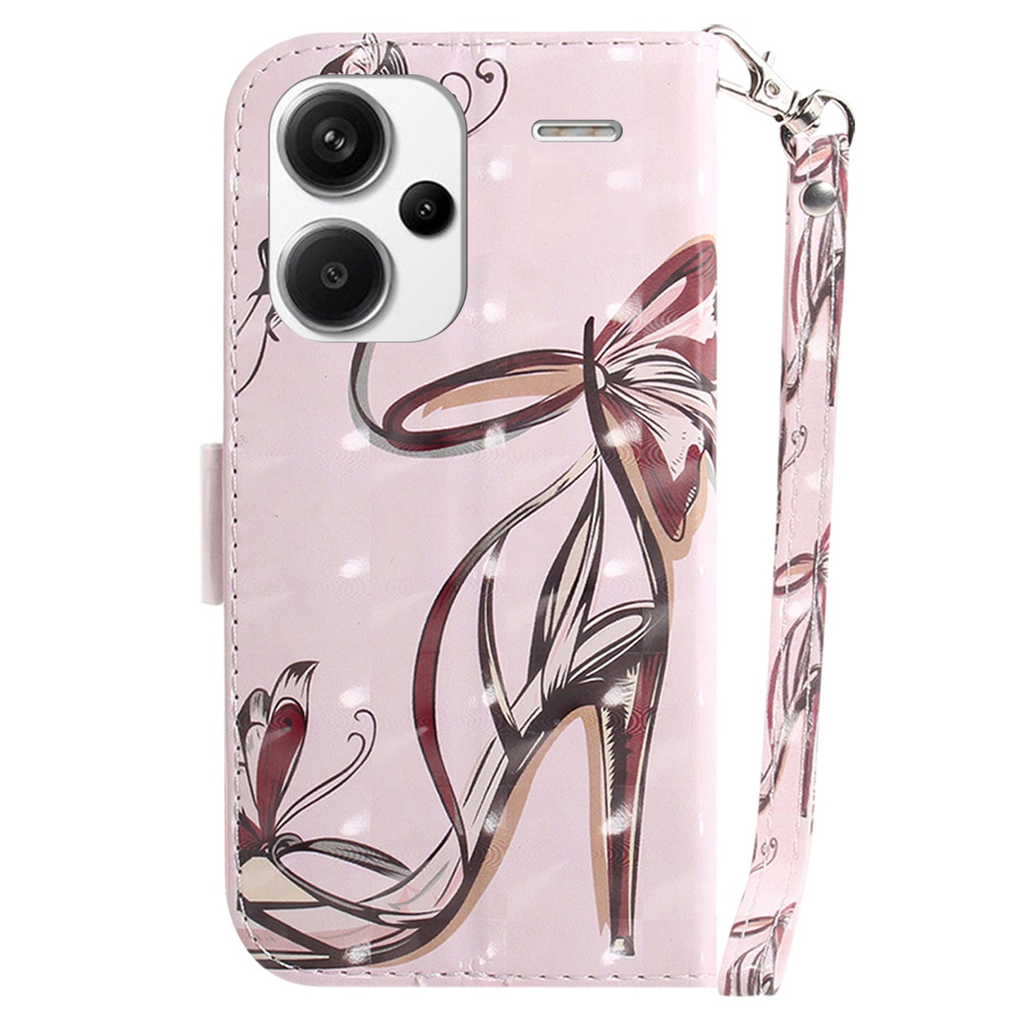 For Xiaomi Redmi Note 13 Pro+ 5G Case 3D Pattern Leather Wallet Phone Cover Handbag - Butterfly High Heels