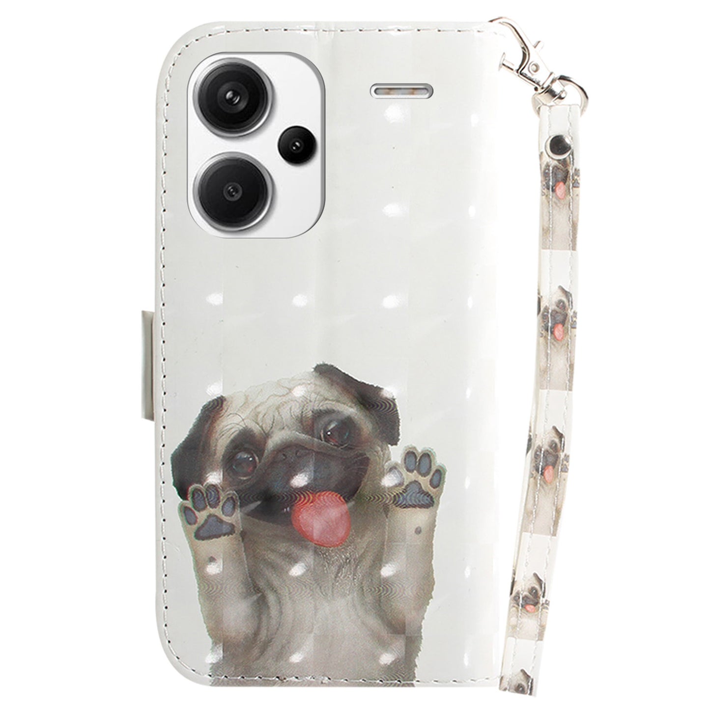 For Xiaomi Redmi Note 13 Pro+ 5G Case 3D Pattern Leather Wallet Phone Cover Handbag - Pug