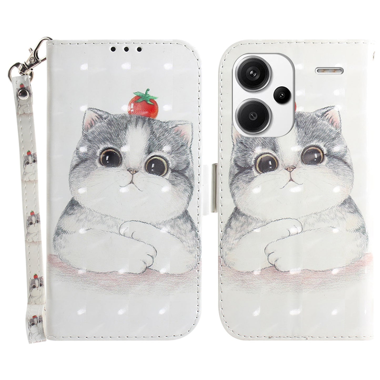 For Xiaomi Redmi Note 13 Pro+ 5G Case 3D Pattern Leather Wallet Phone Cover Handbag - Cute Cat