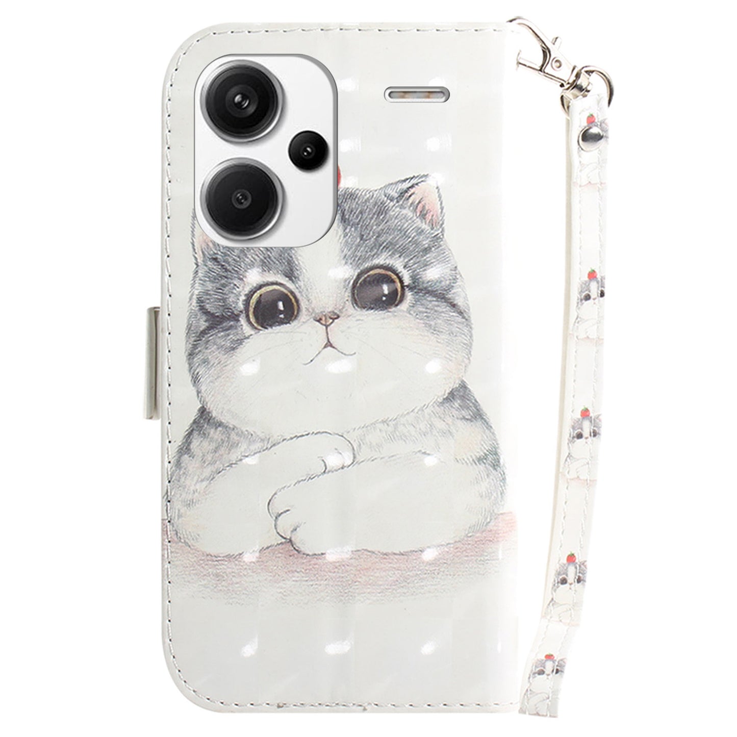 For Xiaomi Redmi Note 13 Pro+ 5G Case 3D Pattern Leather Wallet Phone Cover Handbag - Cute Cat