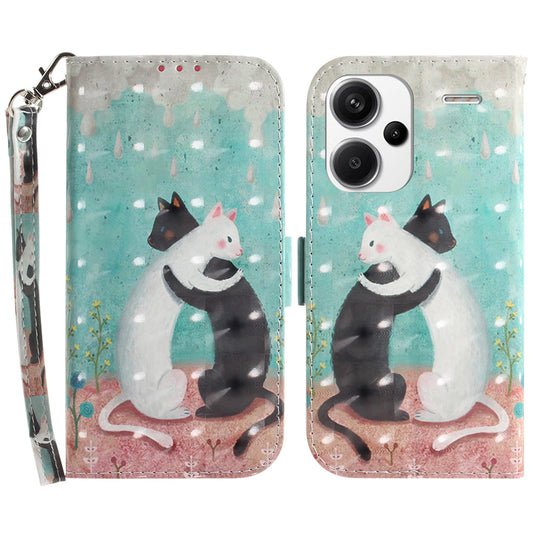 For Xiaomi Redmi Note 13 Pro+ 5G Case 3D Pattern Leather Wallet Phone Cover Handbag - Two Cats
