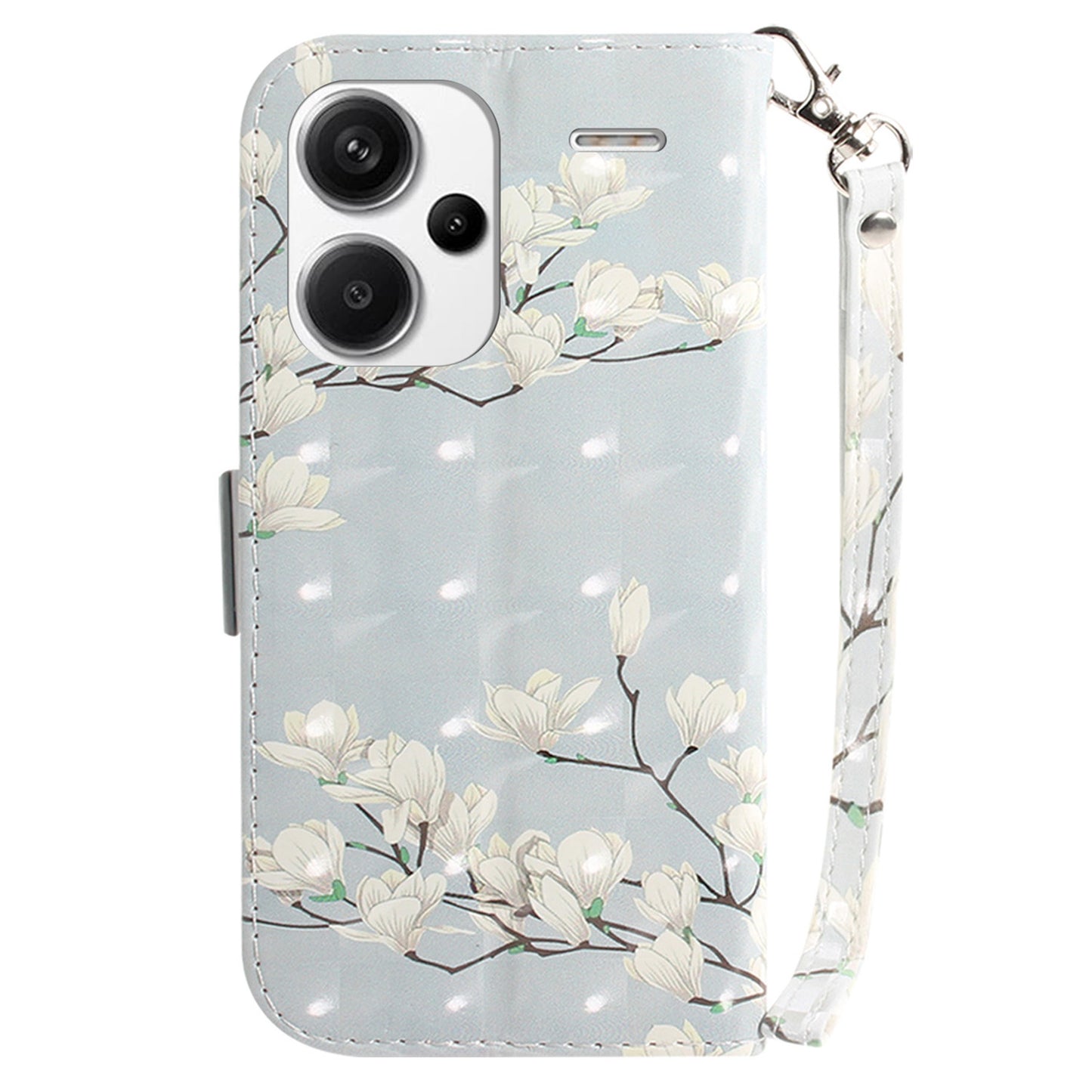 For Xiaomi Redmi Note 13 Pro+ 5G Case 3D Pattern Leather Wallet Phone Cover Handbag - Magnolia