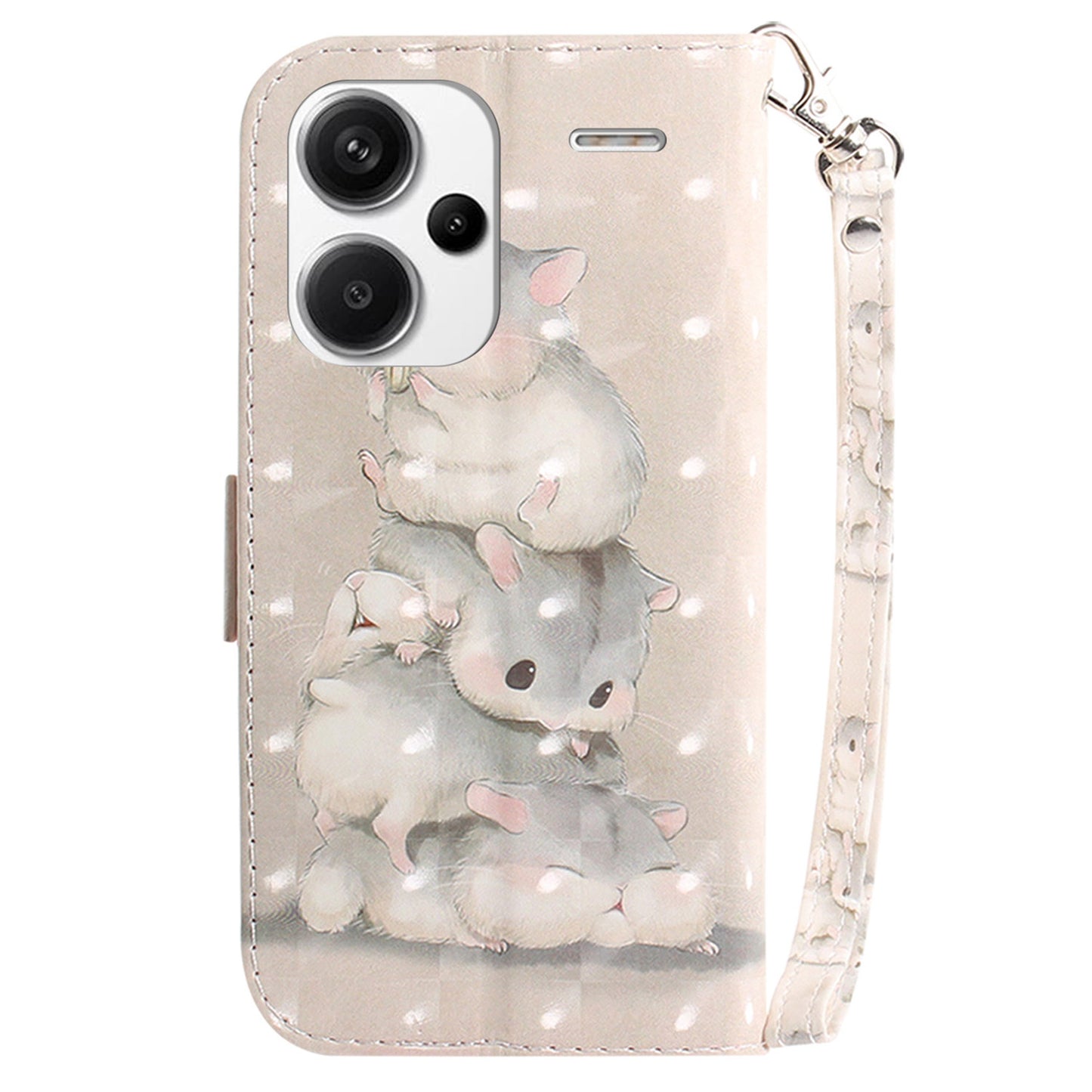 For Xiaomi Redmi Note 13 Pro+ 5G Case 3D Pattern Leather Wallet Phone Cover Handbag - Stacking Squirrels