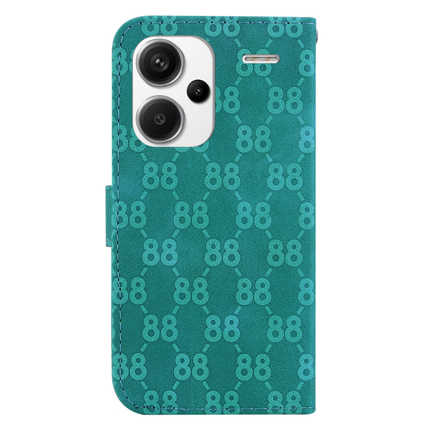 For Xiaomi Redmi Note 13 Pro+ 5G Phone Case Double 8-Shape Wallet Flip Cover - Green