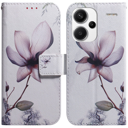 For Xiaomi Redmi Note 13 Pro+ 5G Flip Phone Cover Pattern Print Wallet Case - Pink Flower