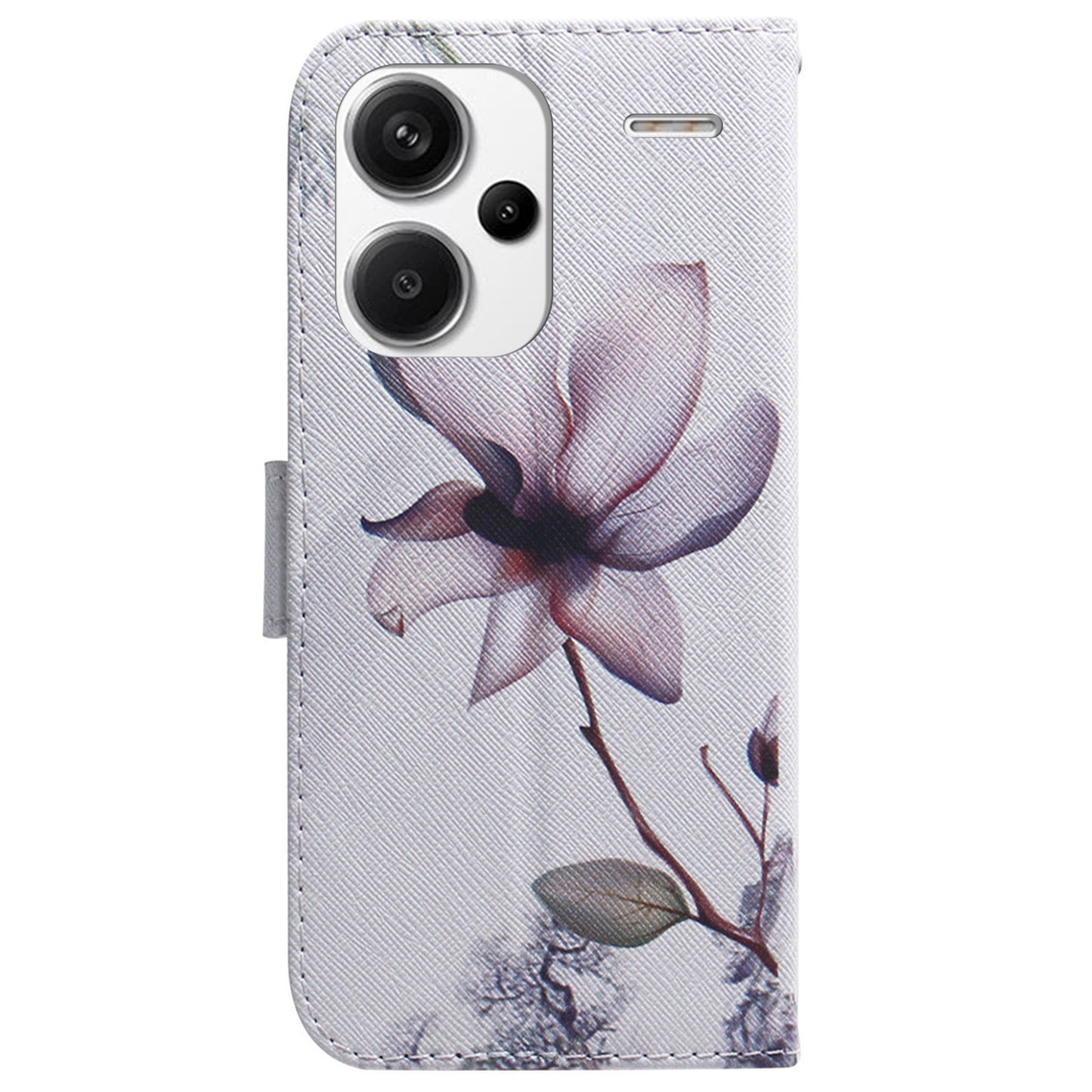 For Xiaomi Redmi Note 13 Pro+ 5G Flip Phone Cover Pattern Print Wallet Case - Pink Flower