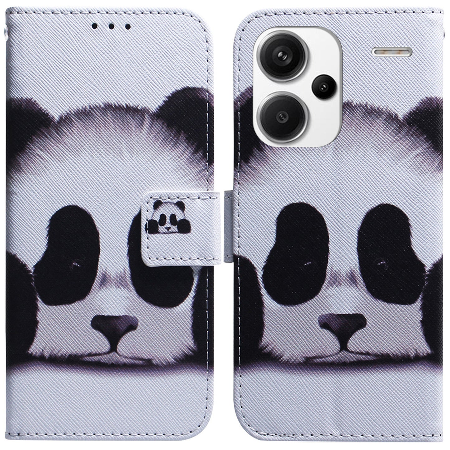 For Xiaomi Redmi Note 13 Pro+ 5G Flip Phone Cover Pattern Print Wallet Case - Panda