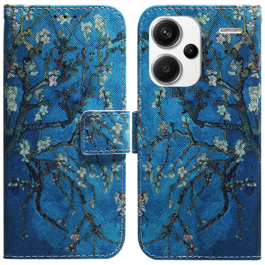 For Xiaomi Redmi Note 13 Pro+ 5G Flip Phone Cover Pattern Print Wallet Case - Apricot Flowers