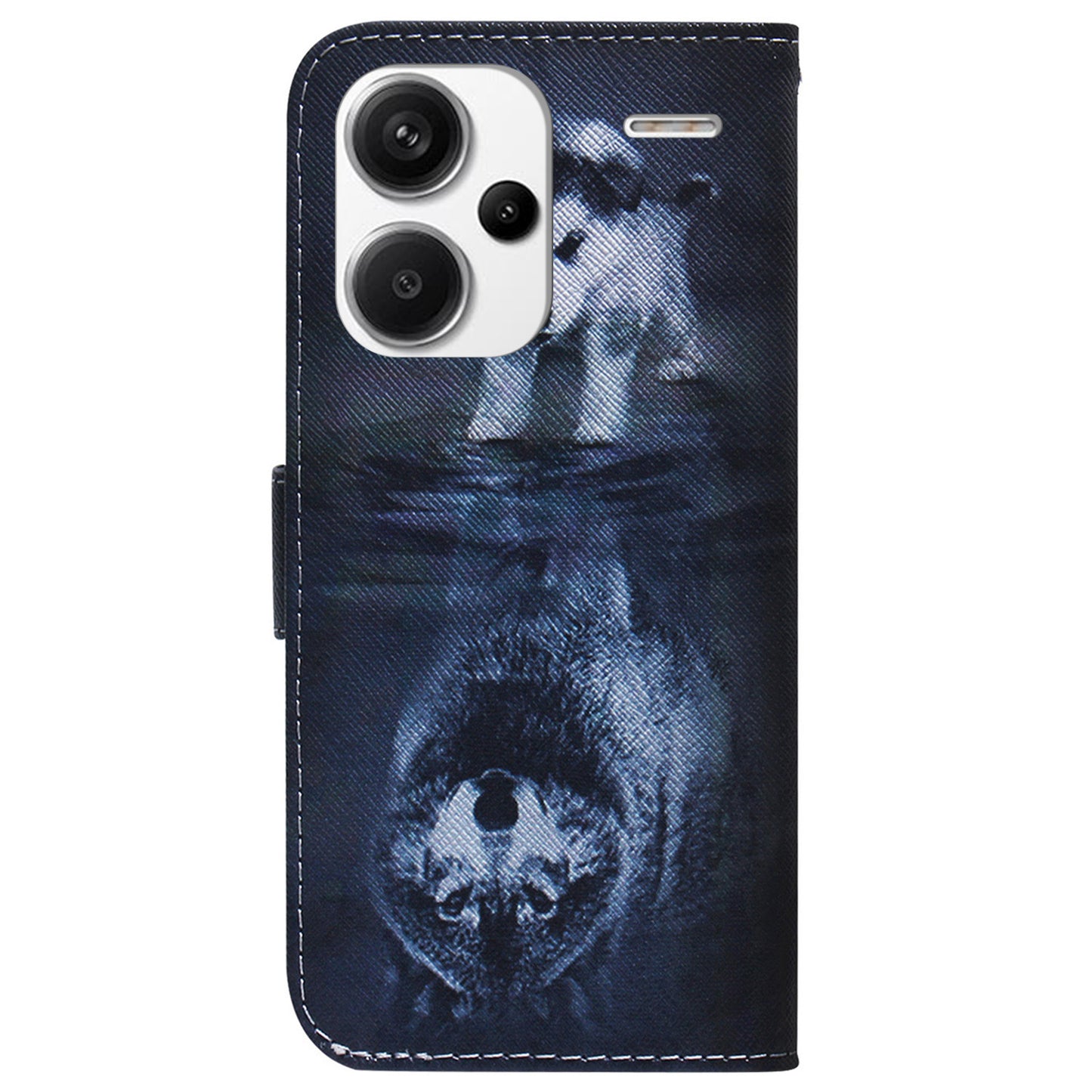 For Xiaomi Redmi Note 13 Pro+ 5G Flip Phone Cover Pattern Print Wallet Case - Dog and Wolf