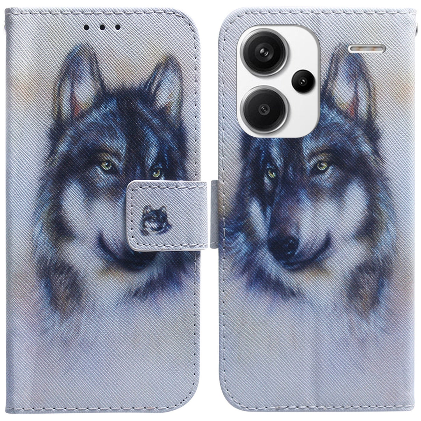 For Xiaomi Redmi Note 13 Pro+ 5G Flip Phone Cover Pattern Print Wallet Case - Wolf