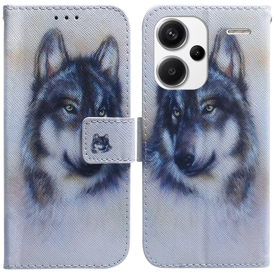 For Xiaomi Redmi Note 13 Pro+ 5G Flip Phone Cover Pattern Print Wallet Case - Wolf