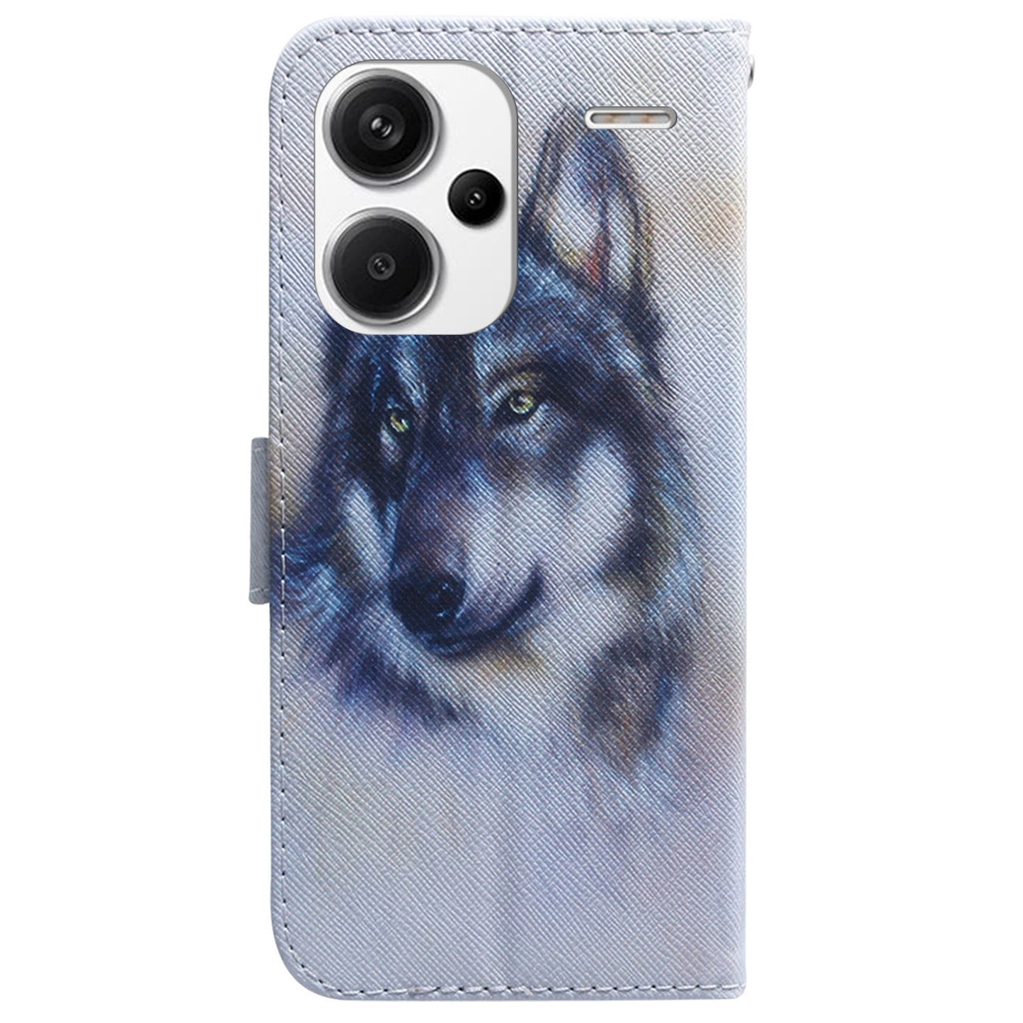 For Xiaomi Redmi Note 13 Pro+ 5G Flip Phone Cover Pattern Print Wallet Case - Wolf