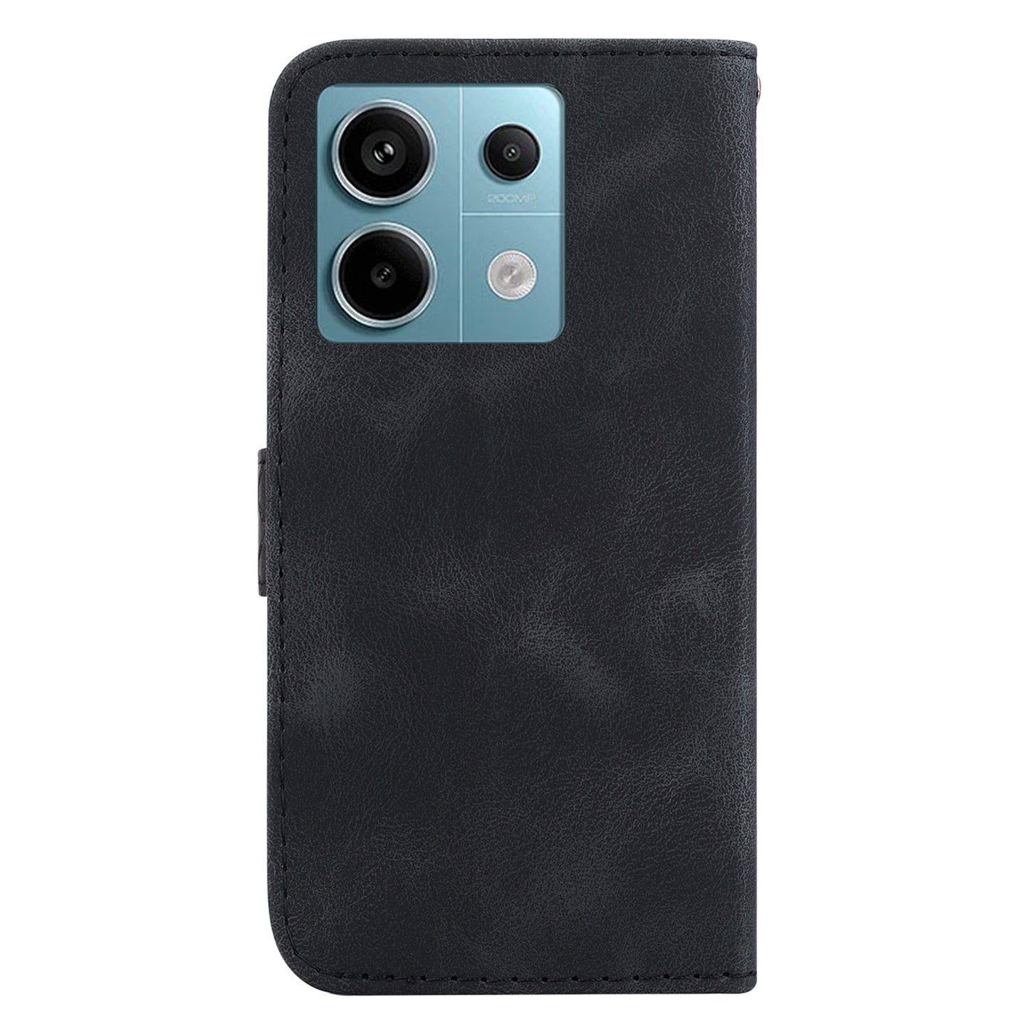 For Xiaomi Redmi Note 13 Pro 5G / Poco X6 5G Stand Card Slots Case 7-Shape Pattern PU Leather Phone Cover - Black