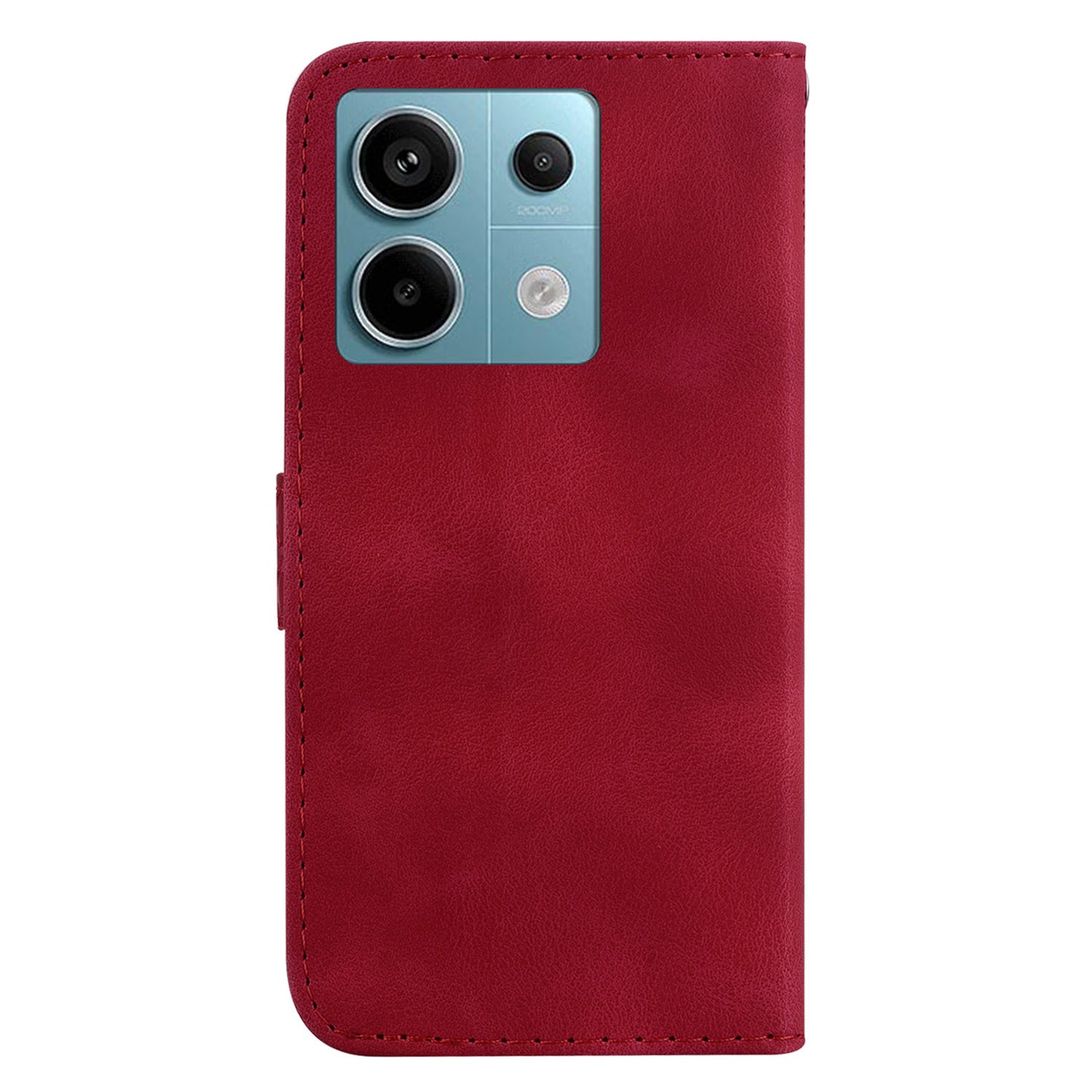 For Xiaomi Redmi Note 13 Pro 5G / Poco X6 5G Stand Card Slots Case 7-Shape Pattern PU Leather Phone Cover - Red