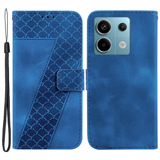 For Xiaomi Redmi Note 13 Pro 5G / Poco X6 5G Stand Card Slots Case 7-Shape Pattern PU Leather Phone Cover - Dark Blue