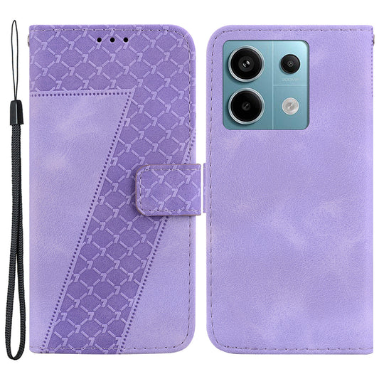 For Xiaomi Redmi Note 13 Pro 5G / Poco X6 5G Stand Card Slots Case 7-Shape Pattern PU Leather Phone Cover - Purple