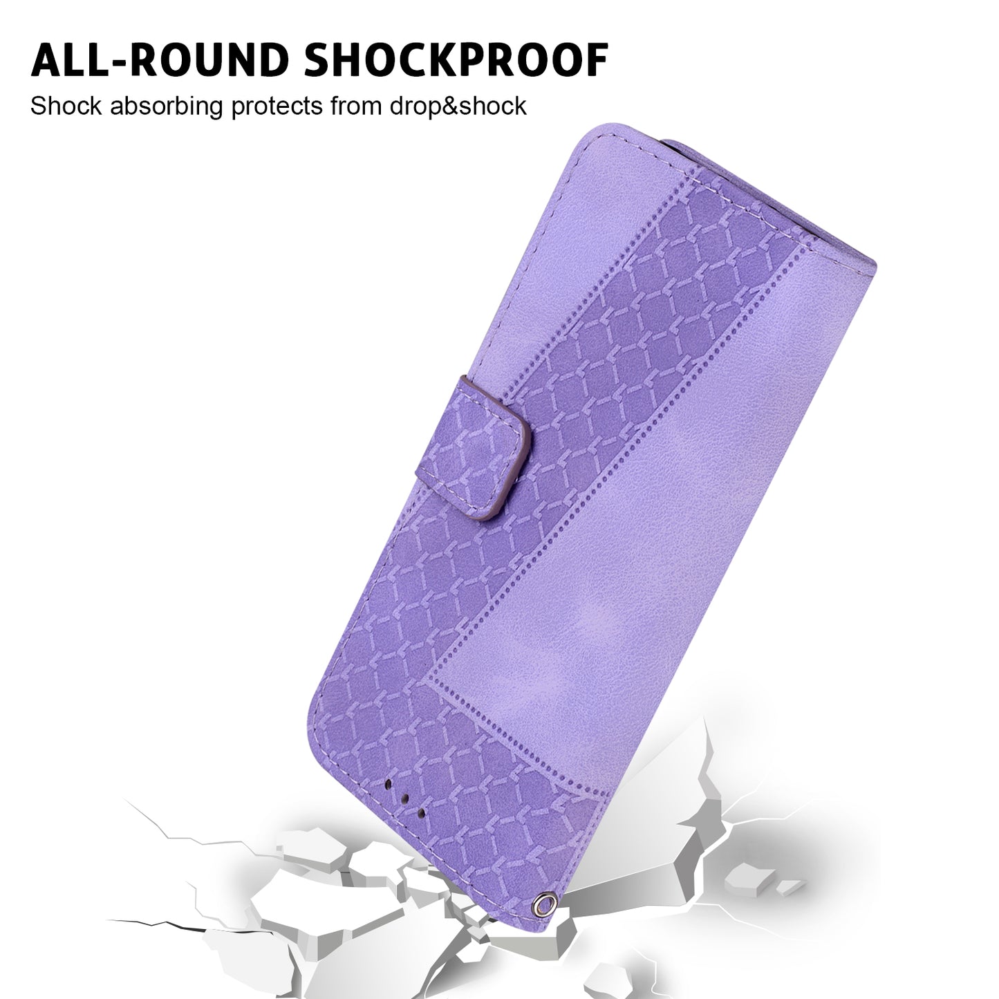 For Xiaomi Redmi Note 13 Pro 5G / Poco X6 5G Stand Card Slots Case 7-Shape Pattern PU Leather Phone Cover - Purple