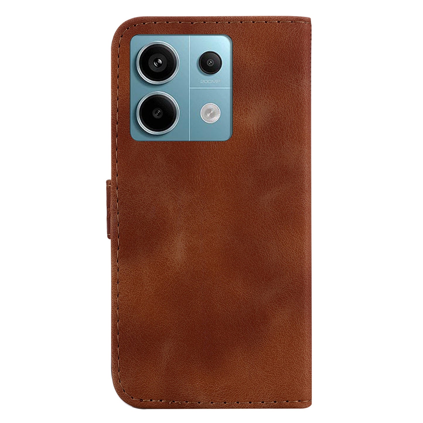 For Xiaomi Redmi Note 13 Pro 5G / Poco X6 5G Stand Card Slots Case 7-Shape Pattern PU Leather Phone Cover - Brown