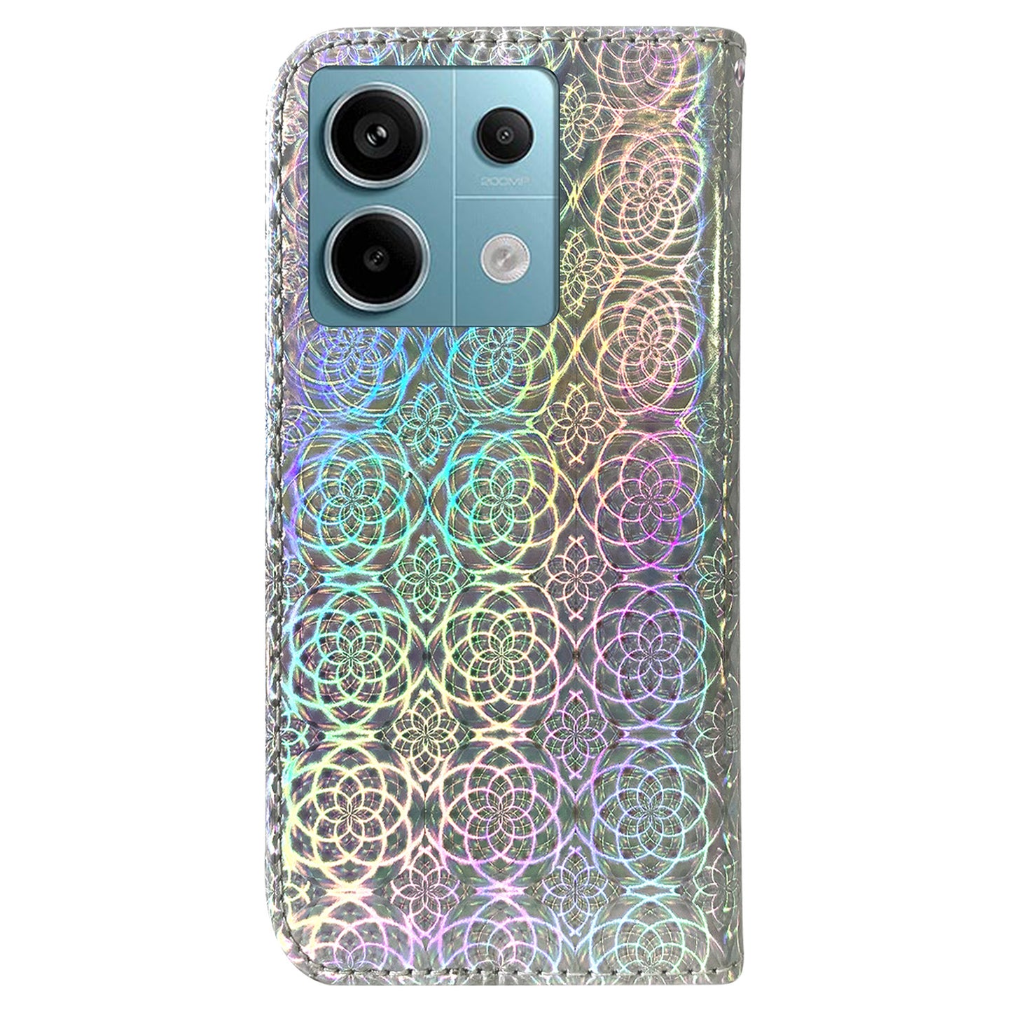 For Xiaomi Redmi Note 13 Pro 5G / Poco X6 5G Magnetic Case Dazzling Flower Phone Wallet Cover - Grey