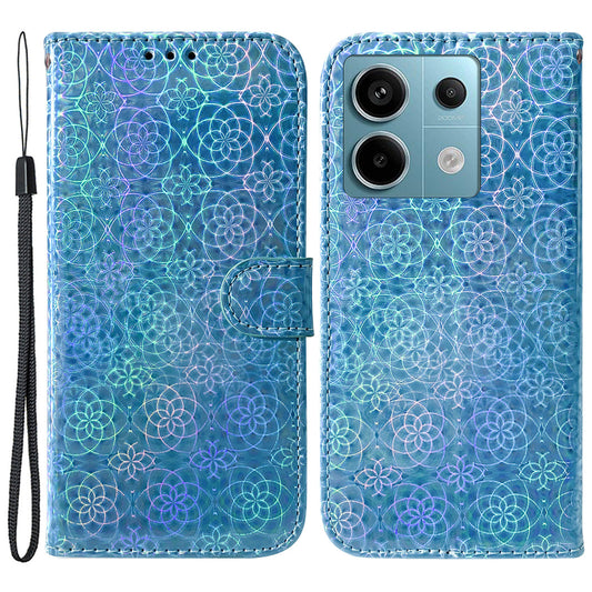 For Xiaomi Redmi Note 13 Pro 5G / Poco X6 5G Magnetic Case Dazzling Flower Phone Wallet Cover - Blue