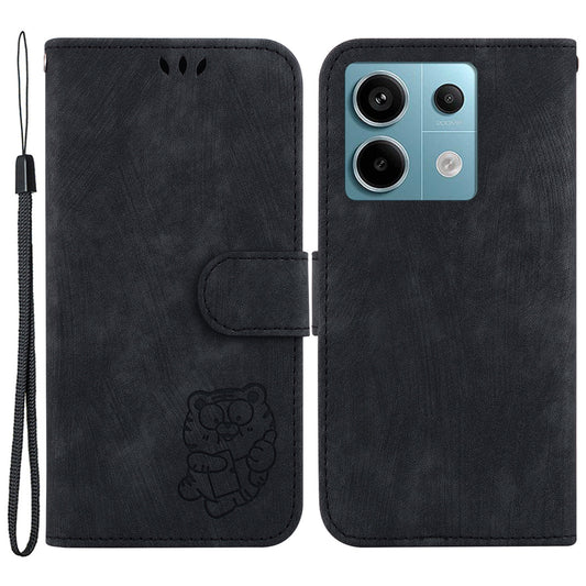 For Xiaomi Redmi Note 13 Pro 5G / Poco X6 5G PU Leather Flip Cover Wallet Stand Tiger Pattern Phone Case - Black