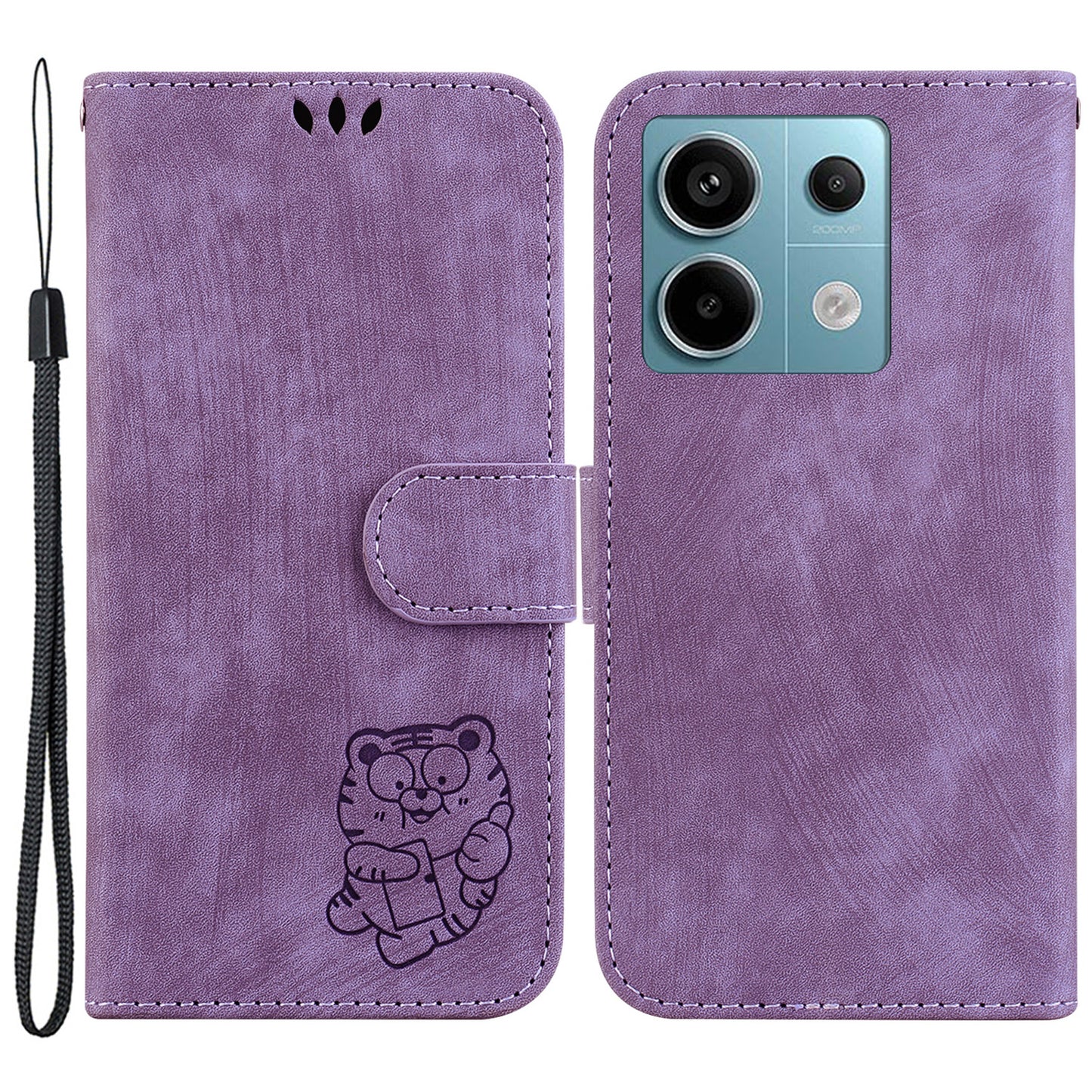 For Xiaomi Redmi Note 13 Pro 5G / Poco X6 5G PU Leather Flip Cover Wallet Stand Tiger Pattern Phone Case - Purple